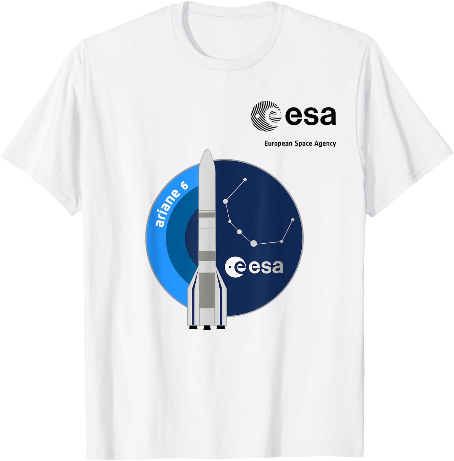 ESA European Space Agency Mission Ariane 6 Rocket Patch , grey, S T-Shirt - T-Shirt | White
