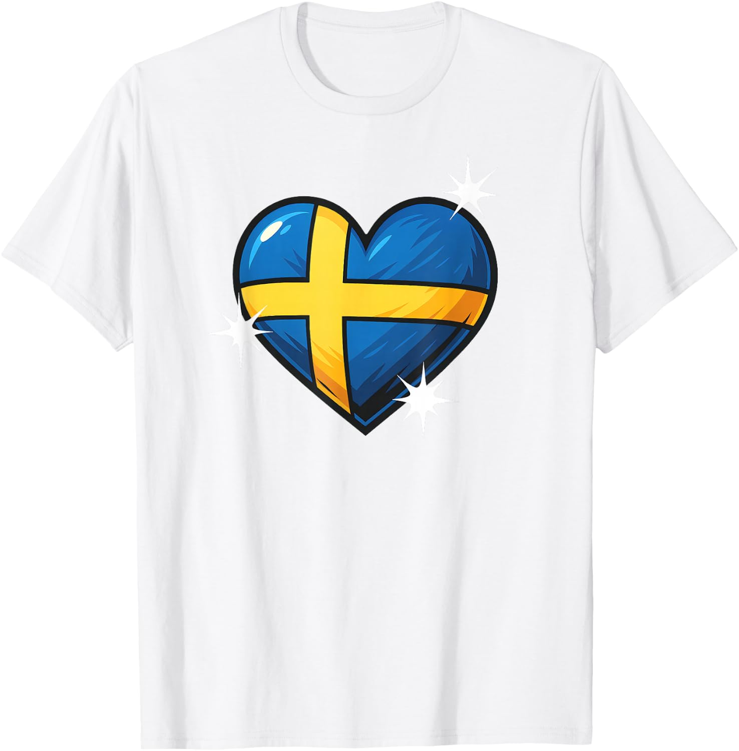 Drapeau suédois en forme de cœur pour femmes, hommes et enfants. Jaune et bleu Suède T-Shirt - T-Shirt | White
