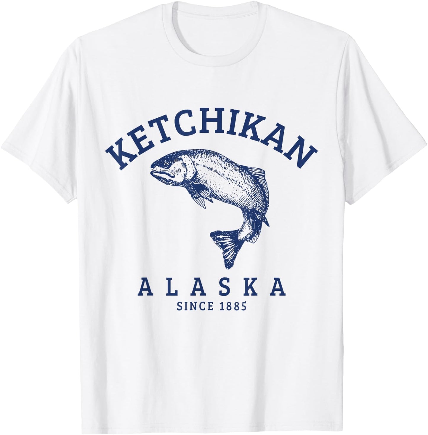 Ketchikan Alaska Vintage Trout Salmon Fishing Souvenir T-Shirt - T-Shirt | White