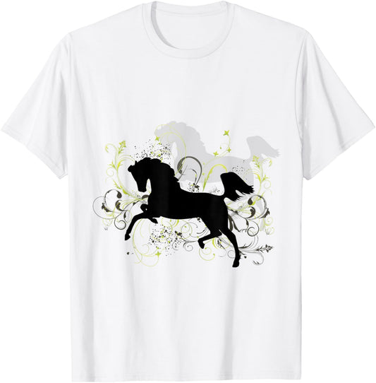 Leaping Arabian Horse with Pretty Flourish T-Shirt - T-Shirt | White