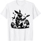 Cool Easter Rabbit Playing Guitar Cute Bunny Easter Eggs T-Shirt - T-Shirt | White