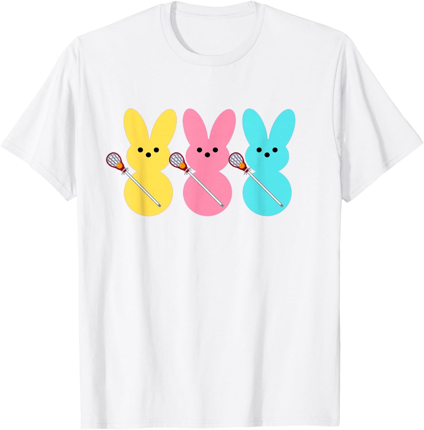 Cute Lacrosse Player Bunny Kids Boys Easter Lacrosse T-Shirt - T-Shirt | White
