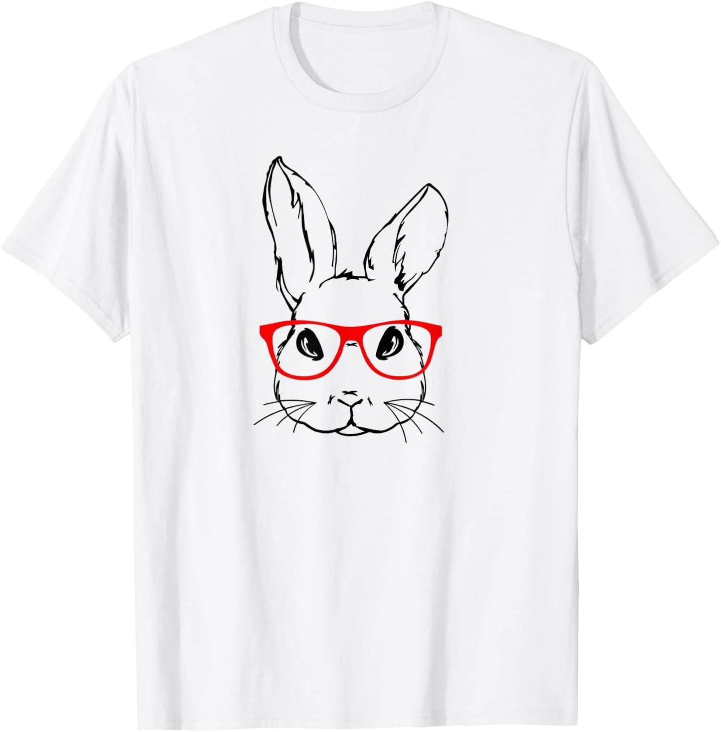 Cute Bunny Red Glasses Spring Easter Day T-Shirt - T-Shirt | White