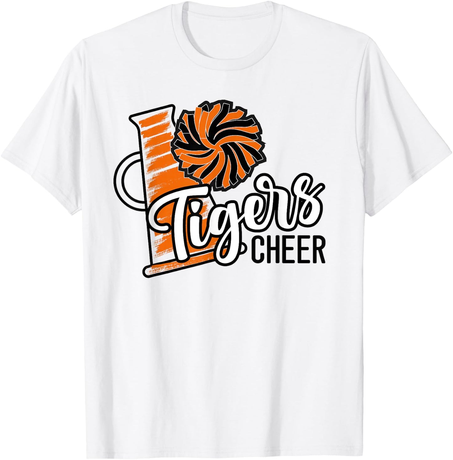 Tigers Cheer Orange Black cheerleading school spirit girls T-Shirt - T-Shirt | White