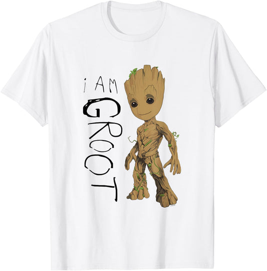 Guardians of The Galaxy Vol.2 I Am Groot Scribbles T-Shirt - T-Shirt | White