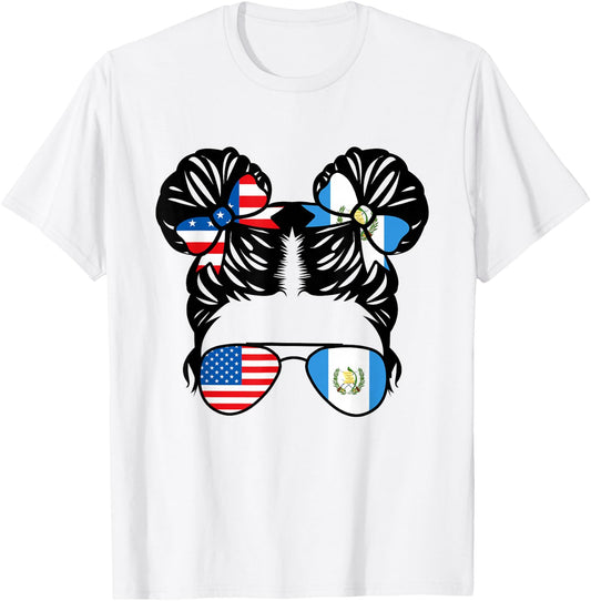 Half American Guatemalan Girl USA Guatemala Flag Patriot Small T-Shirt - T-Shirt | White