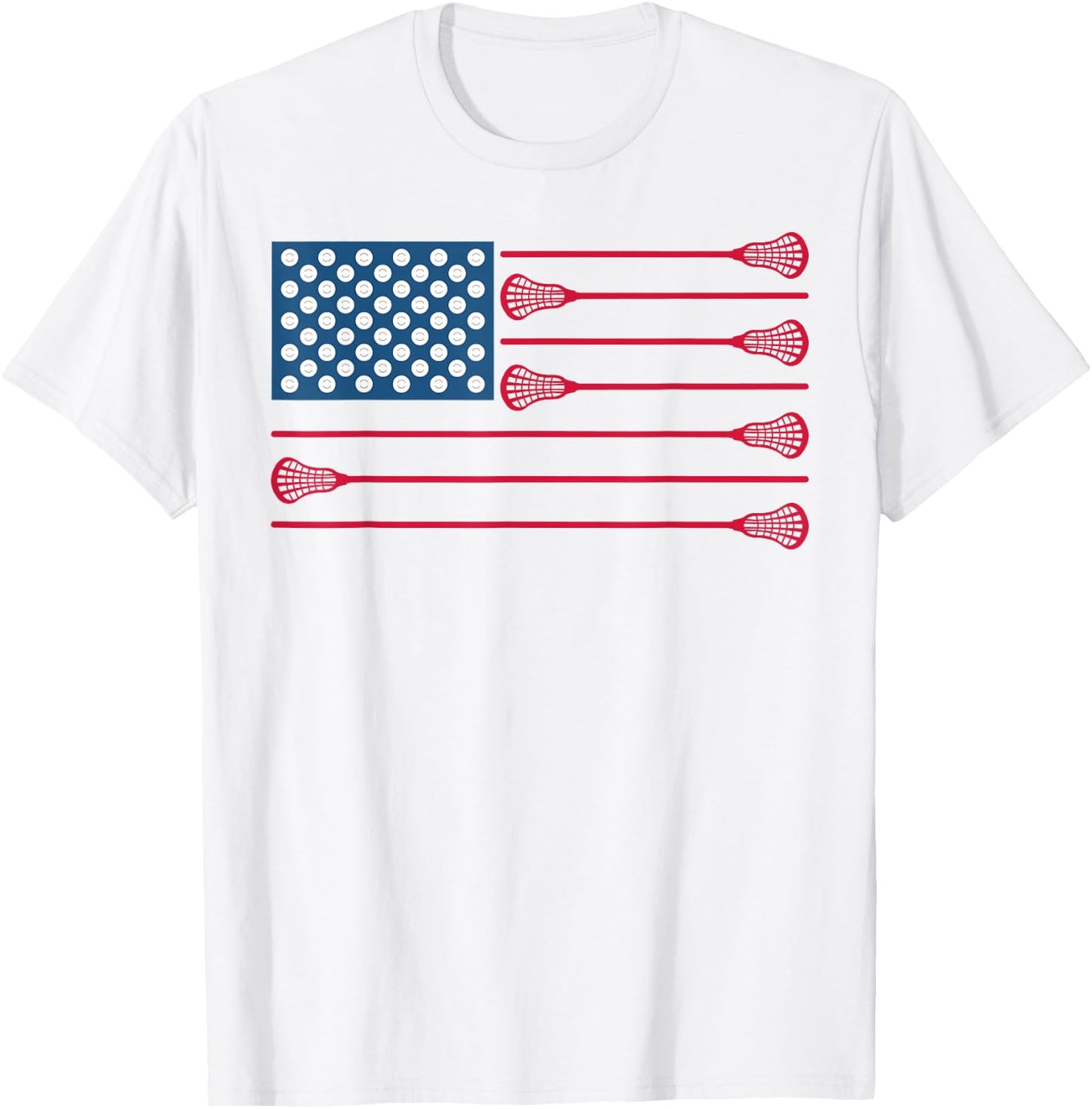 Lacrosse American Flag Cool Lacrosse Family Patriotic Lax T-Shirt - T-Shirt | White