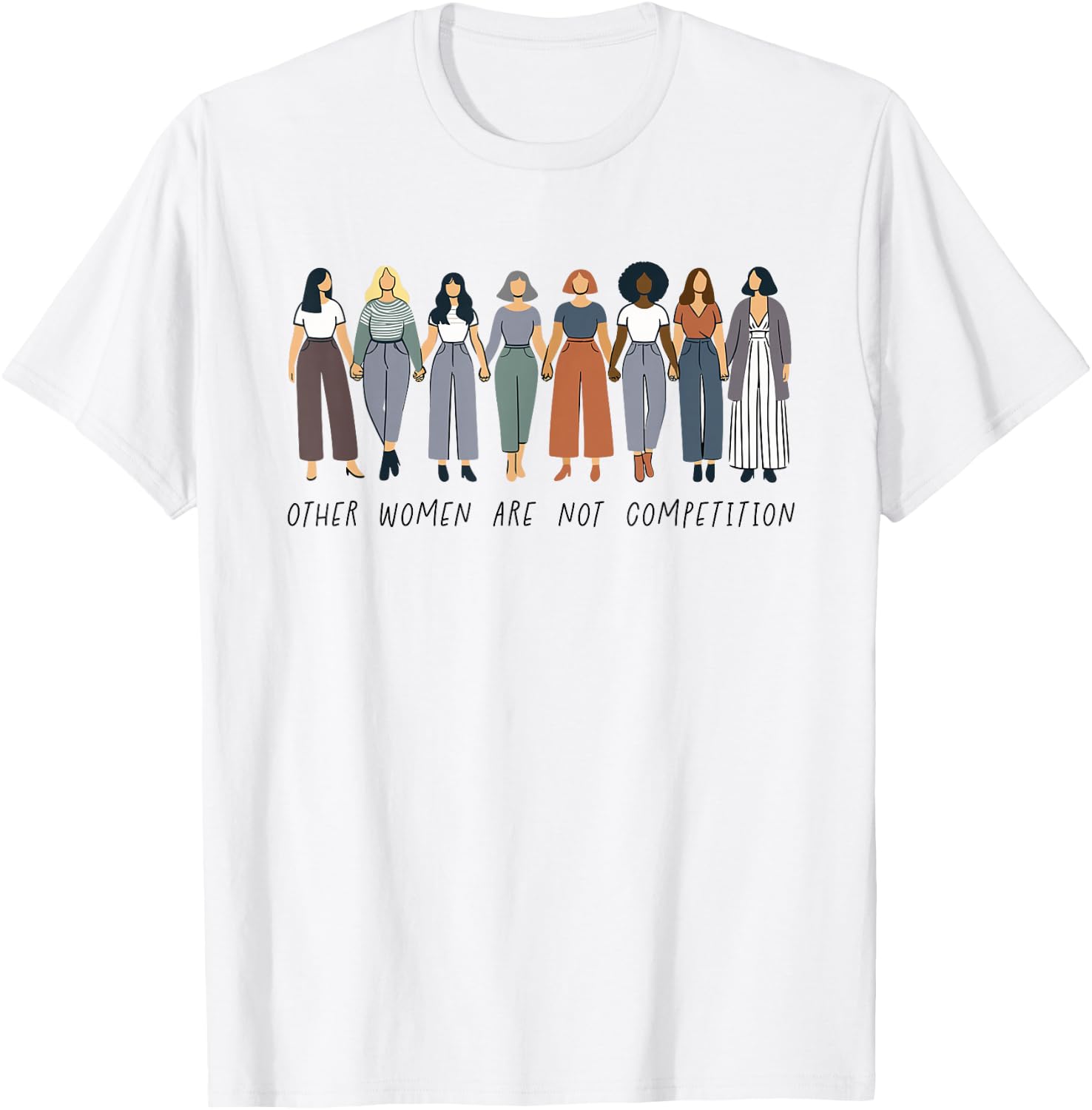 Feminism Saying Feminist Other Women Are Not Competition , gray, S T-Shirt - T-Shirt | White