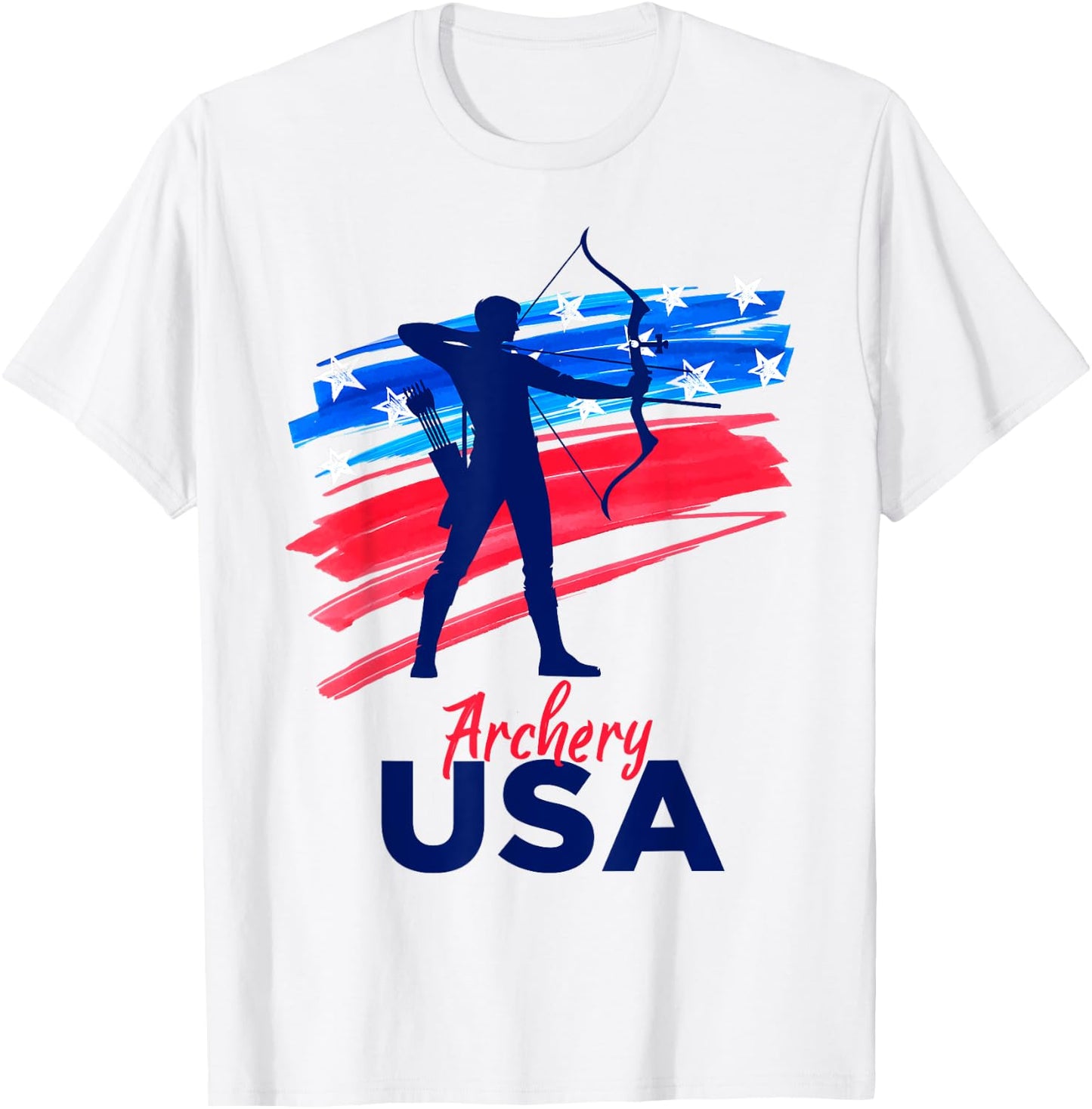 Archery Sport Archer Support Team Flag USA American T-Shirt - T-Shirt | White