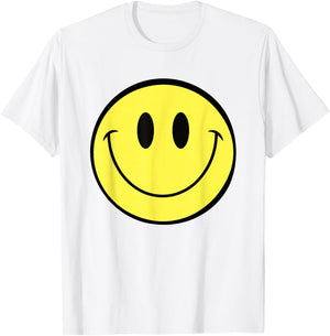 70s Yellow Smile Face Shirt Cute Funny Happy Smiling Face , White T-Shirt - T-Shirt | White