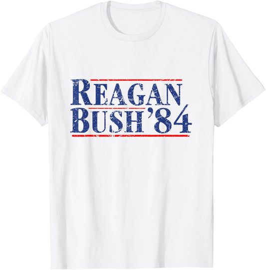 Reagan Bush 1984 Republican Vintage Conservative Retro 80's T-Shirt - T-Shirt | White