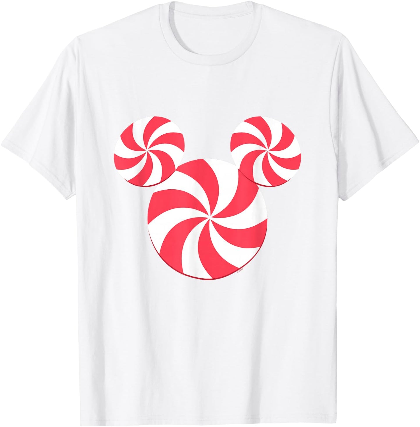 Disney Mickey Mouse Icon Christmas Peppermint Candy Holiday T-Shirt - T-Shirt | White