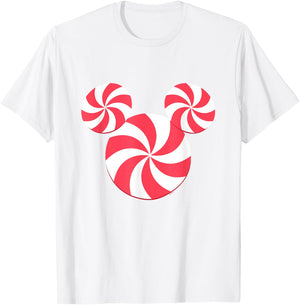 Disney Mickey Mouse Icon Christmas Peppermint Candy Holiday T-Shirt - T-Shirt | White