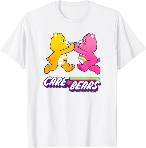 Care Bears Funshine & Cheer Bear Retro Rainbow Hugs Logo , grey, S