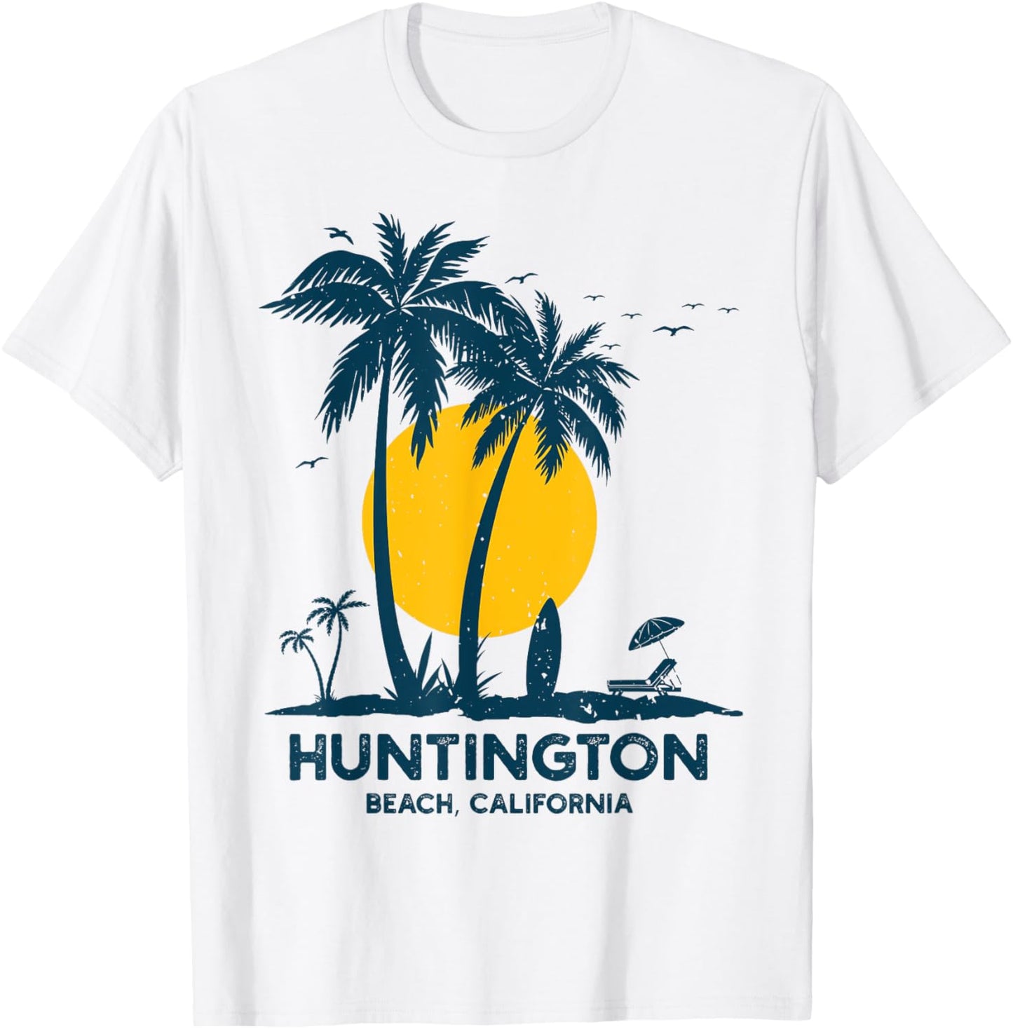 Vintage Huntington Beach California Surfing Retro Surf T-Shirt - T-Shirt | White