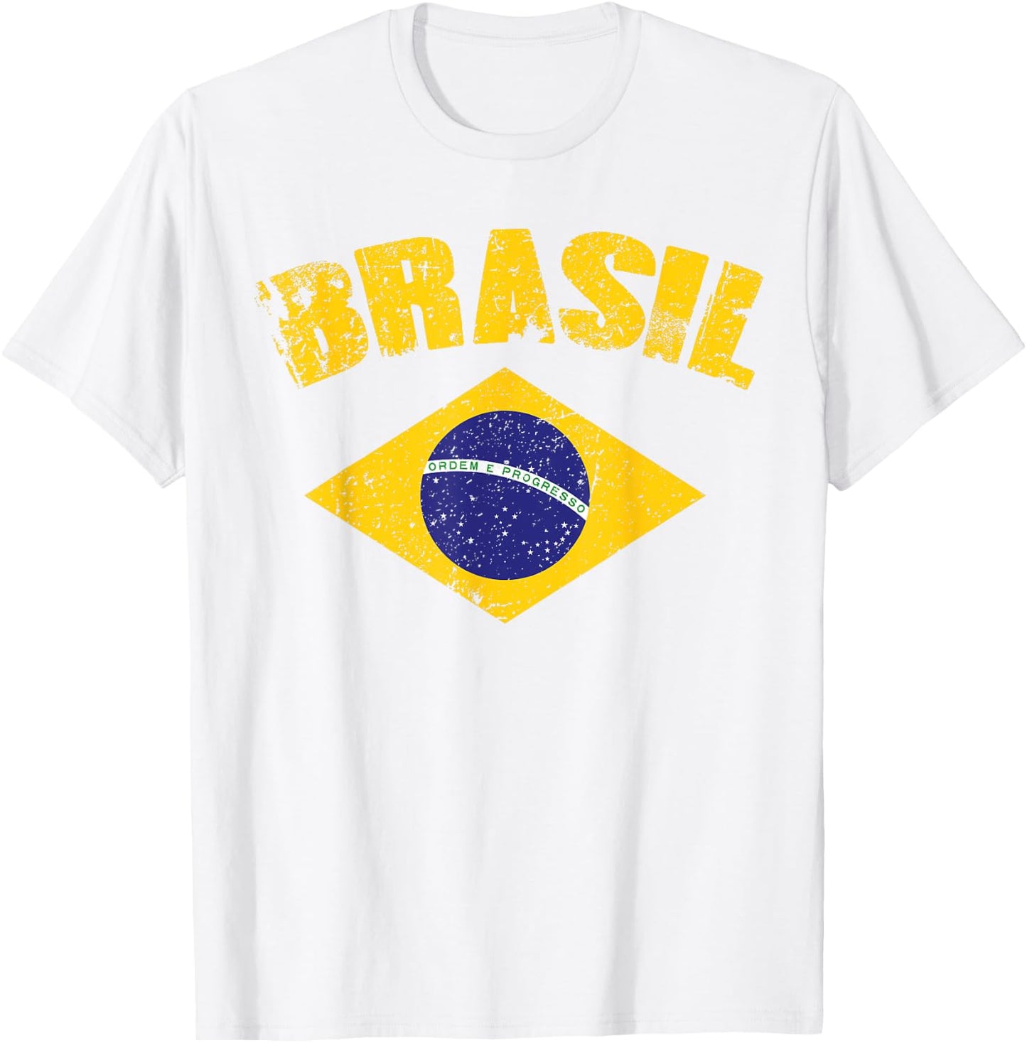 Brasilianische Nationalflagge Vintage Patriotischer Fußball Brasilien T-Shirt - T-Shirt | White