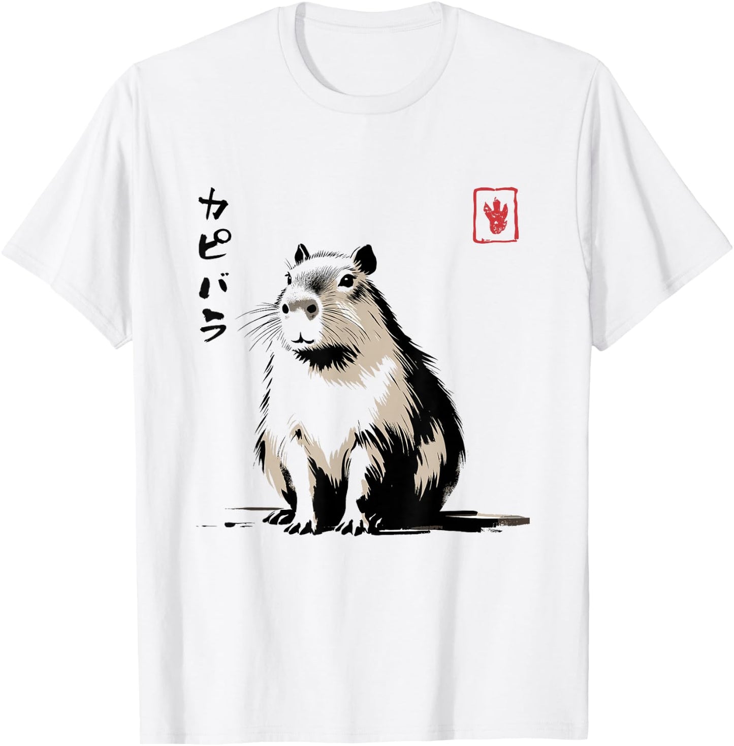 Kawaii Capybara Anime Japanese Streetwear Funny Capybara , White T-Shirt - T-Shirt | White