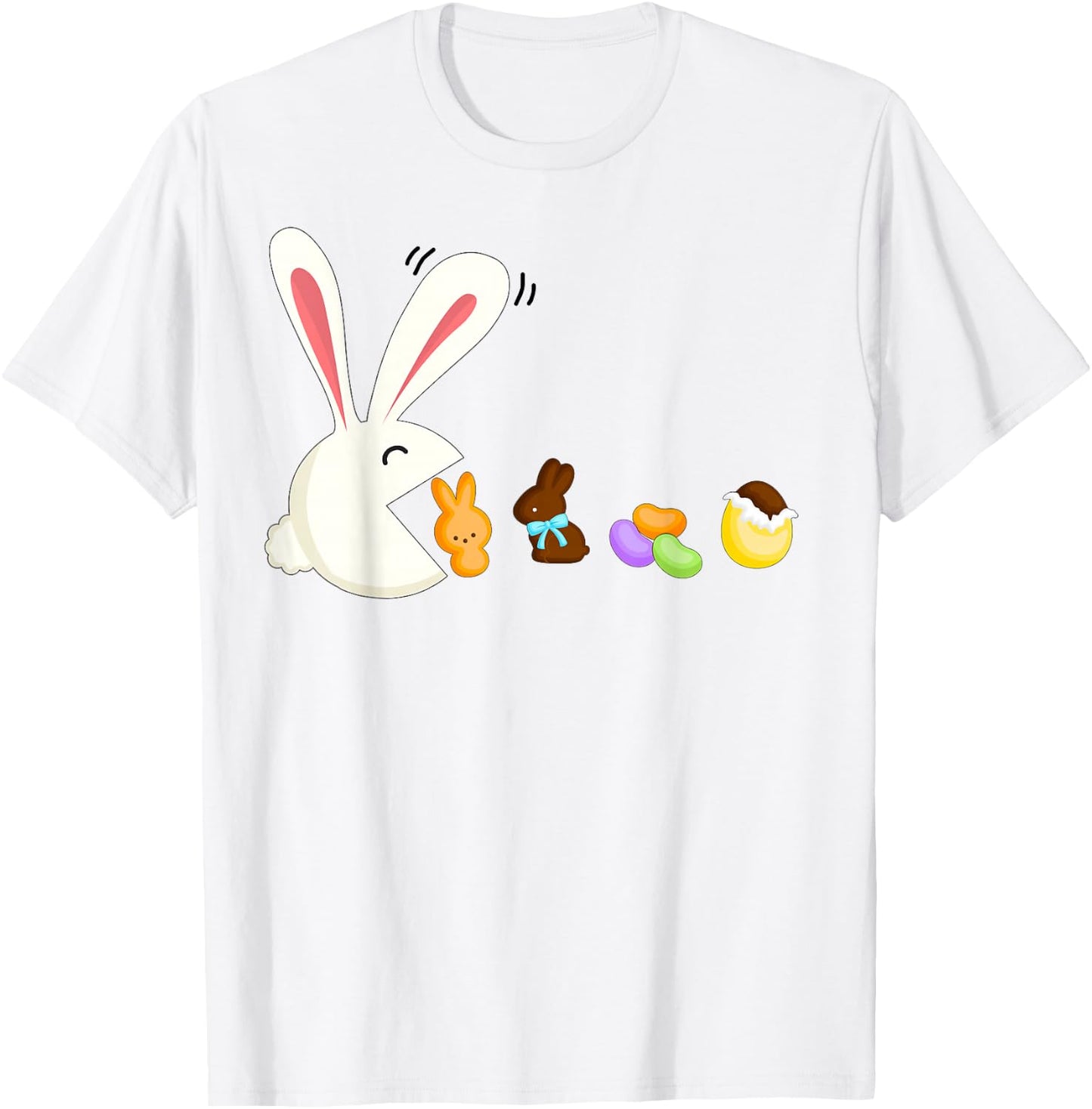 Happy Easter Bunny Eating Candy Funny Boys Girls Kids Easter T-Shirt - T-Shirt | White