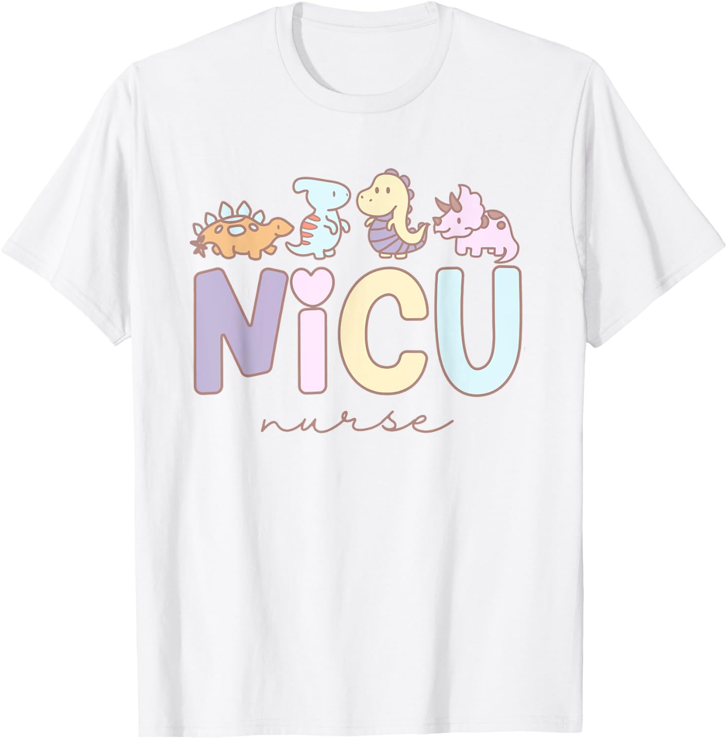 Retro NICU Nurse Dinosaur Neonatal Intensive Care Unit T-Shirt - T-Shirt | White