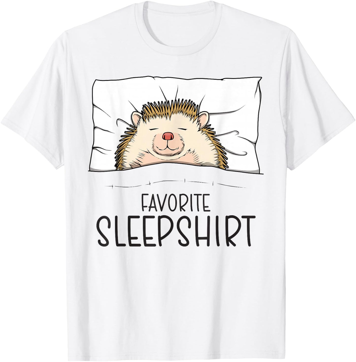 Favorite Sleepshirt, Napping Hedgehog Pajama T-Shirt - T-Shirt | White