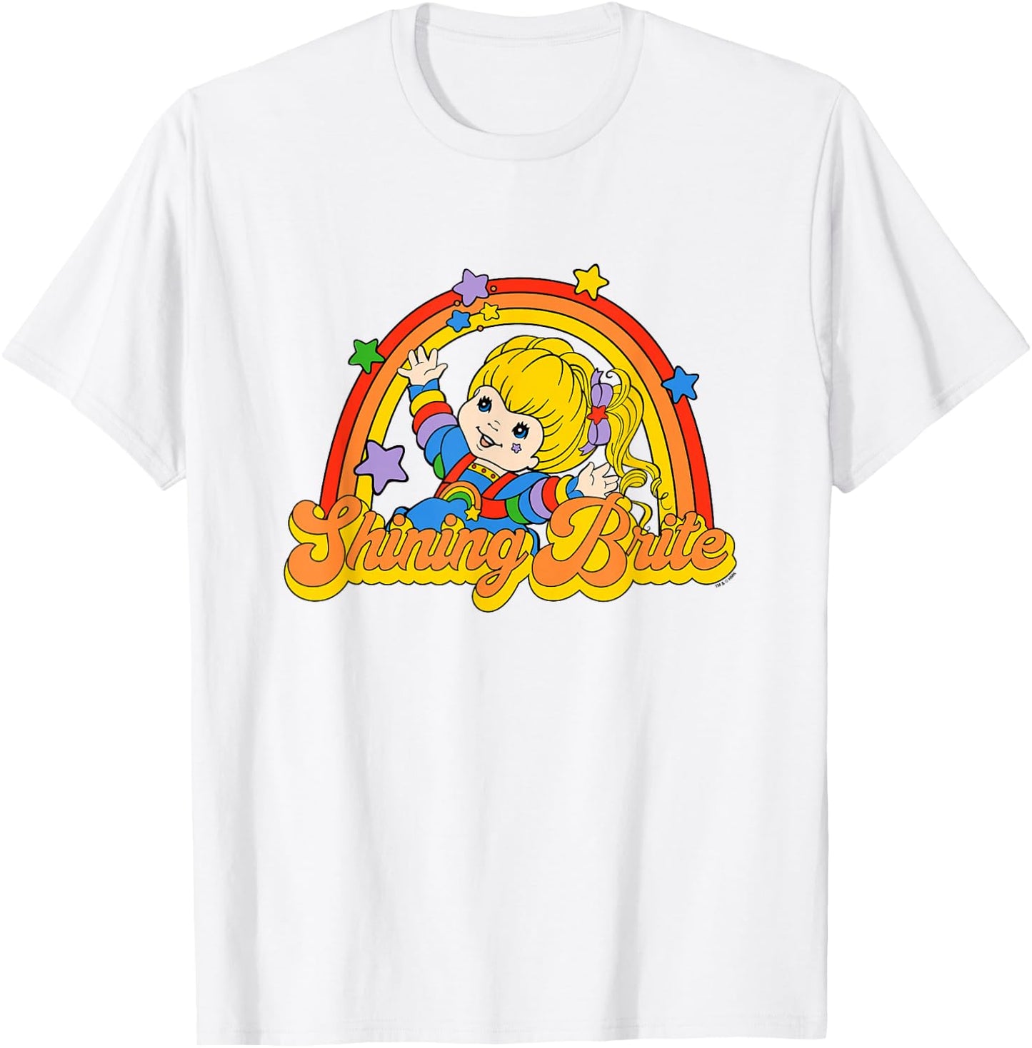 Rainbow Brite Shining Brite Girl Vintage Big Chest Logo T-Shirt - T-Shirt | White