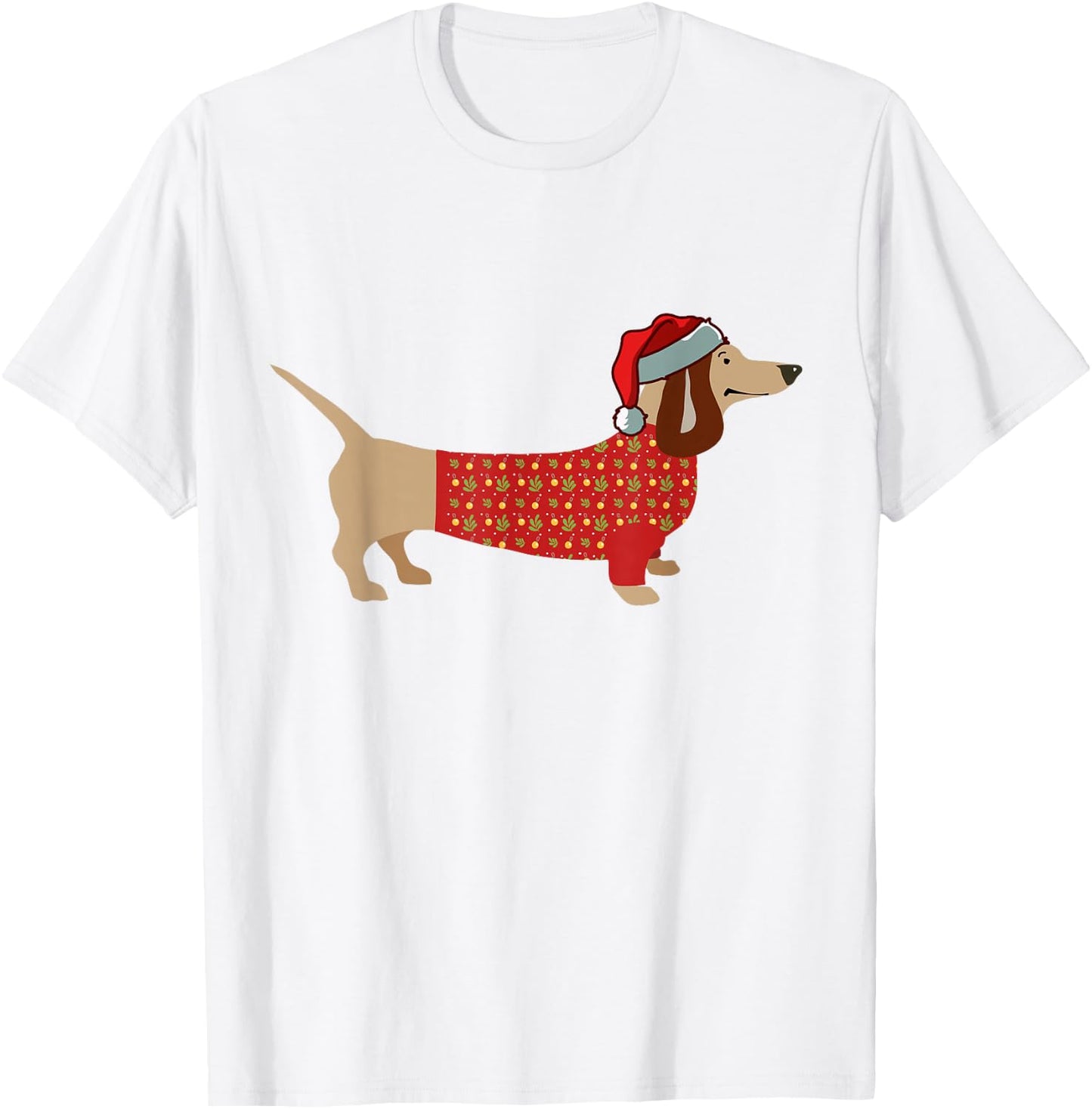 Christmas Weiner Daschund Doxie in Dog Dress Women Kids T-Shirt - T-Shirt | White