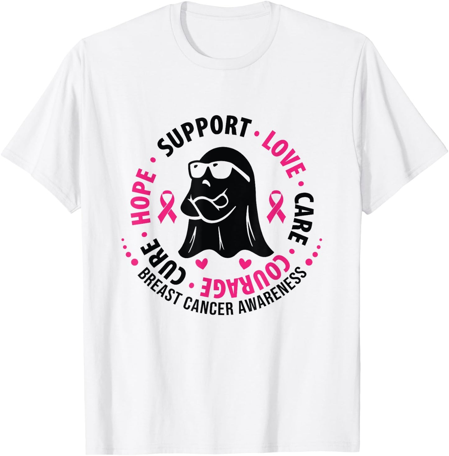 Fight Breast Survivor American Flag Breast Cancer Awareness T-Shirt - T-Shirt | White