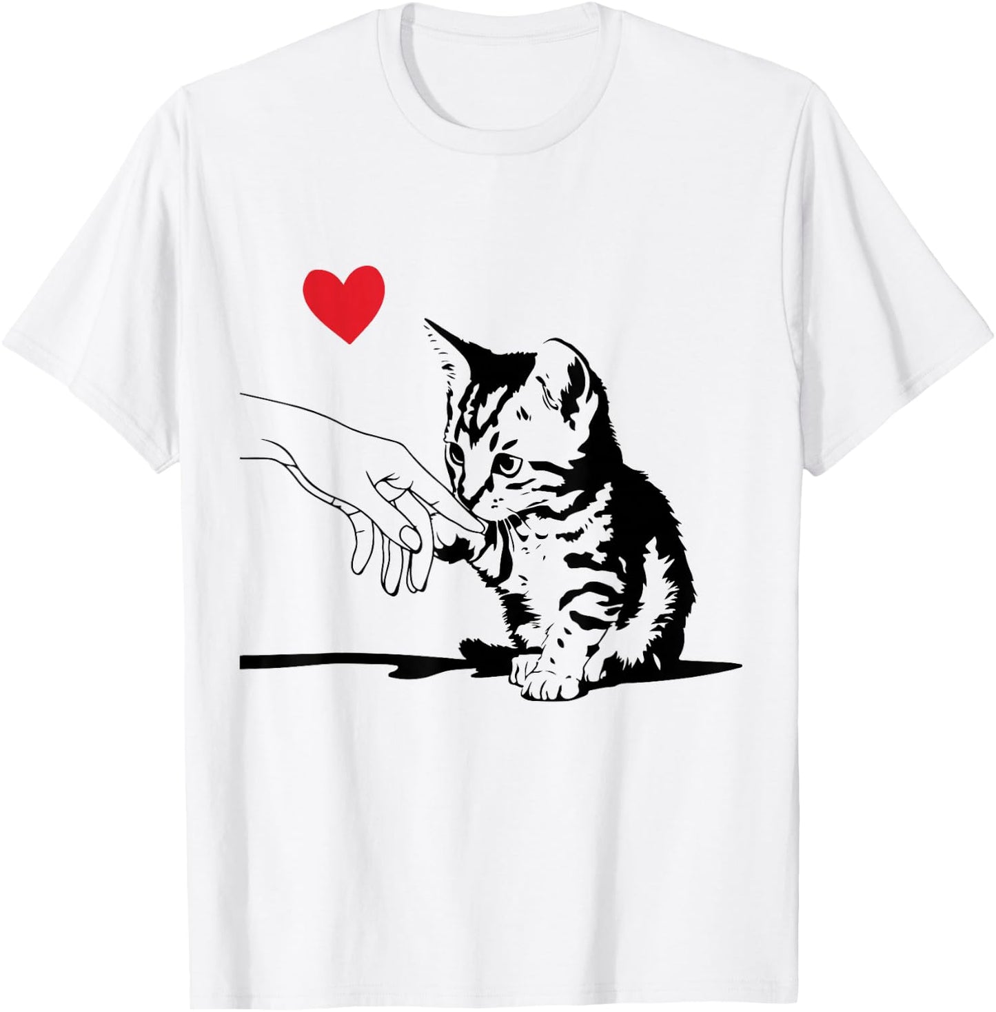 Cute Tabby Cat Love Heart Kitten Mom Dad Toddler Lover Gift T-Shirt - T-Shirt | White