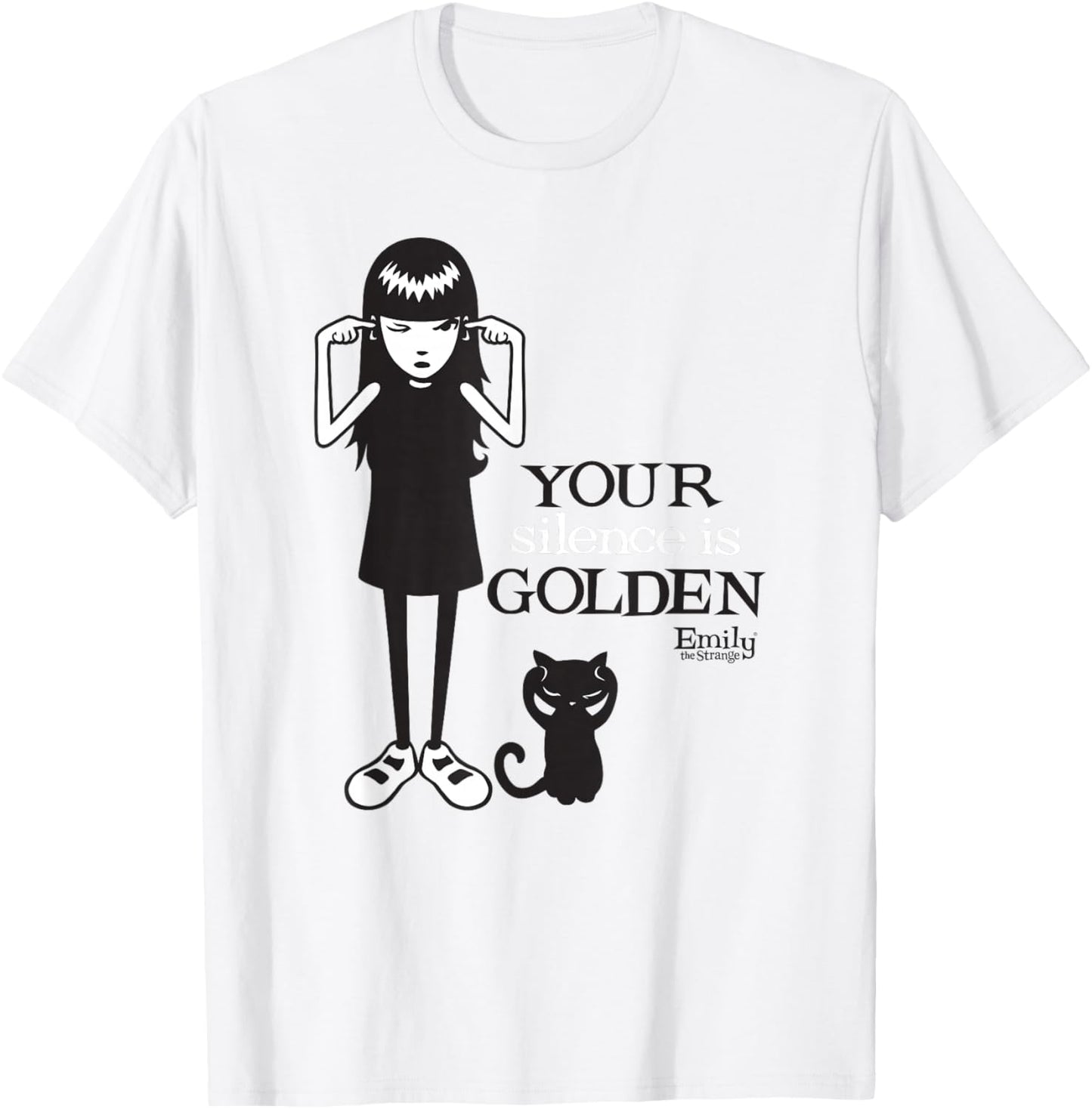 Emily The Strange Your Silence is Golden T-Shirt - T-Shirt | White