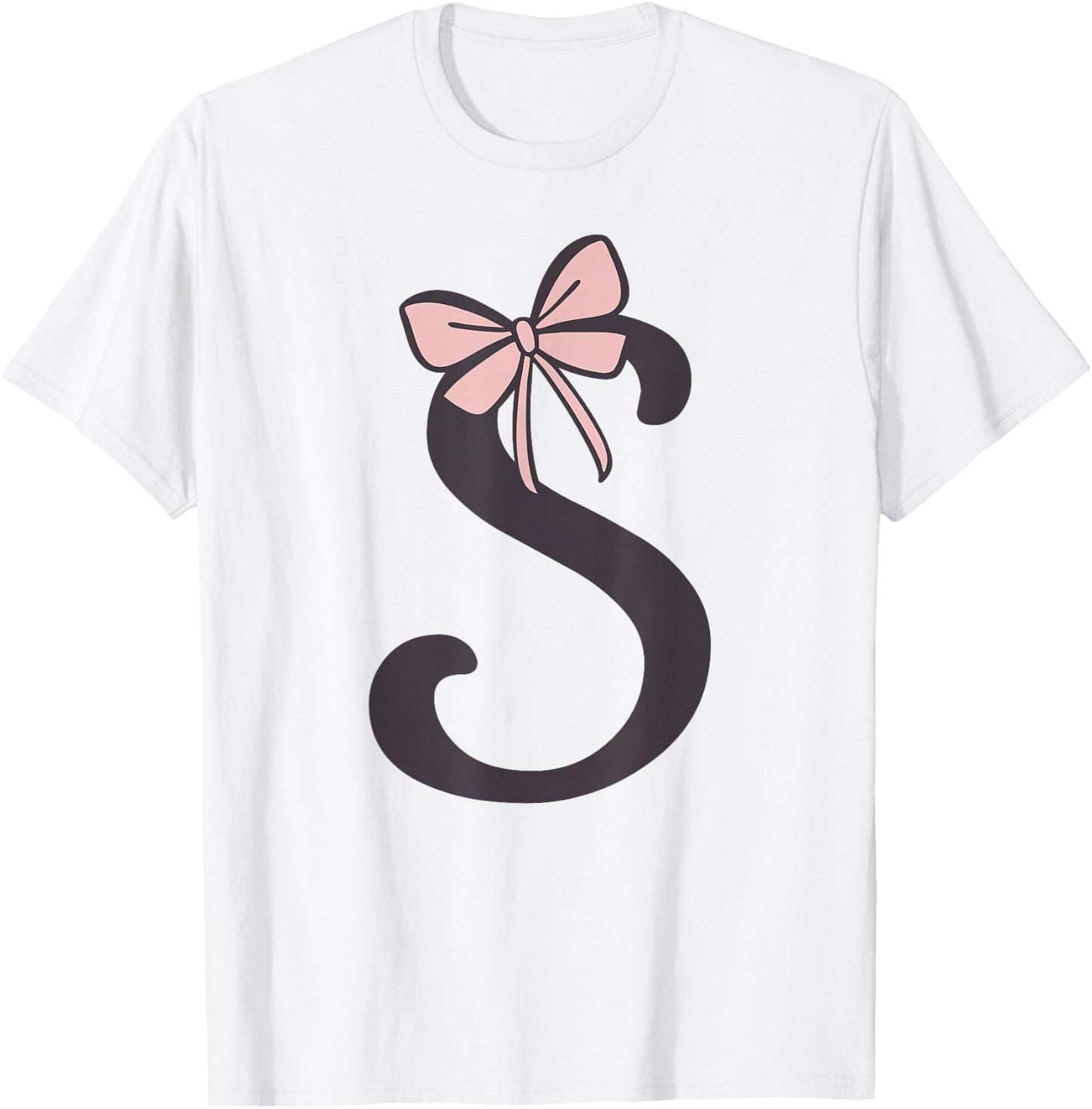 Anfangsbuchstabe S Buchstabe S mit Schleife Altrosa Pink T-Shirt - T-Shirt | White