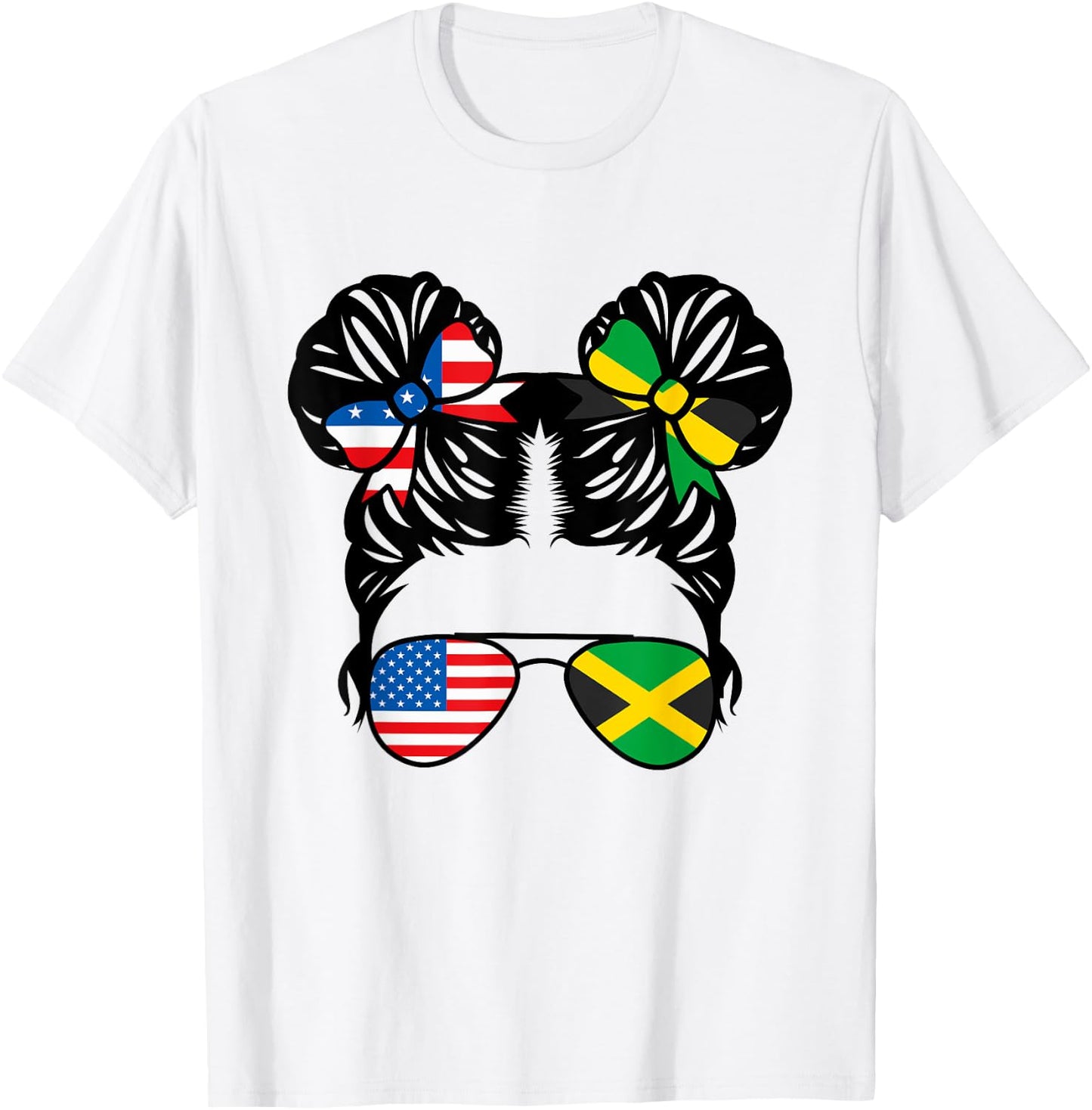 Half American Half Jamaican Girl USA Jamaica Flag Patriot T-Shirt - T-Shirt | White