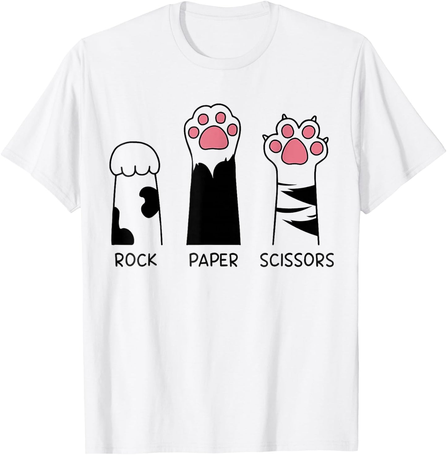 Rock Papierschere Katze Pfoten Niedlich Kätzchen Liebhaber Katze T-Shirt - T-Shirt | White