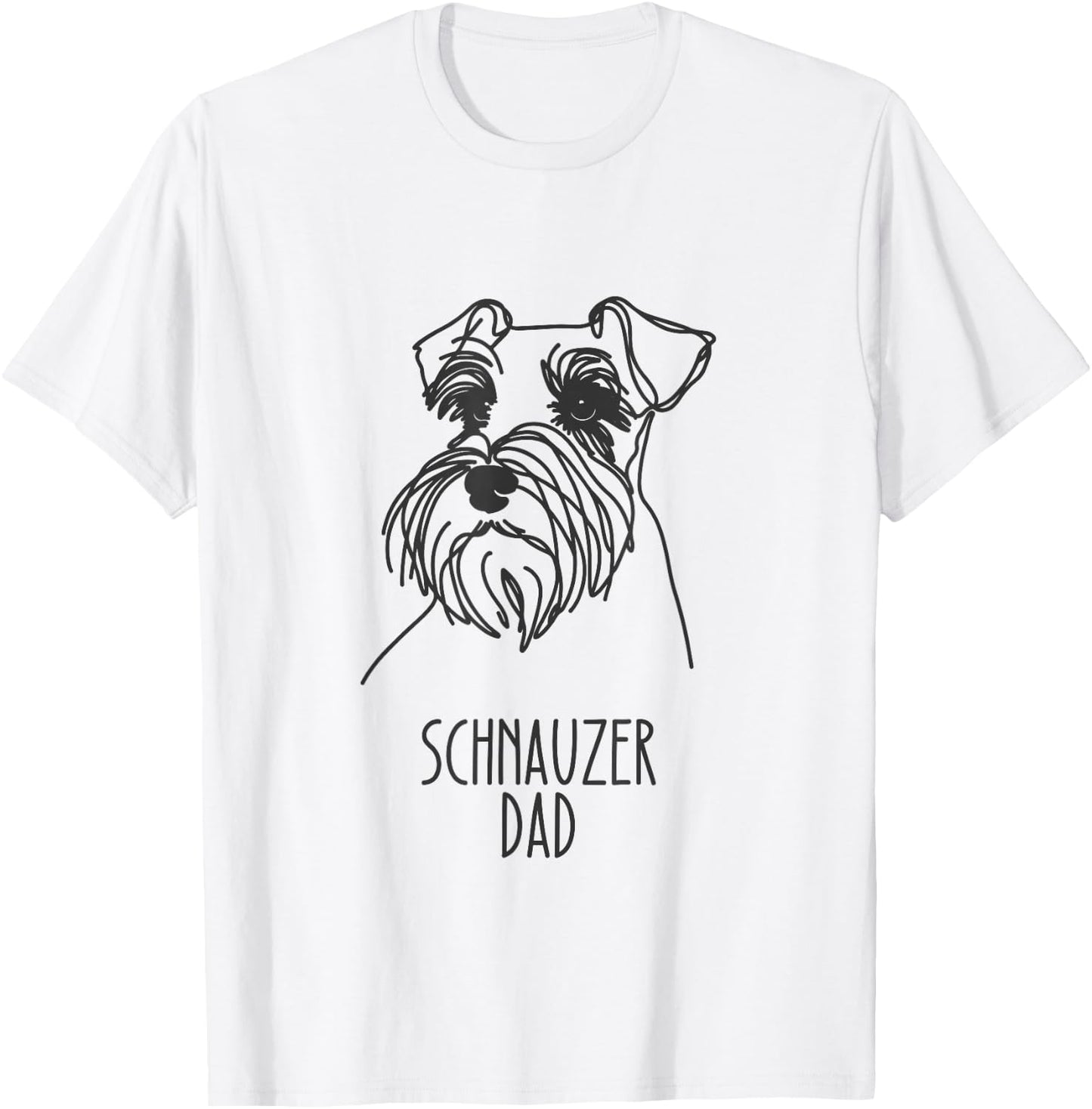 Line Art Best Dog Dad Men - Schnauzer T-Shirt - T-Shirt | White