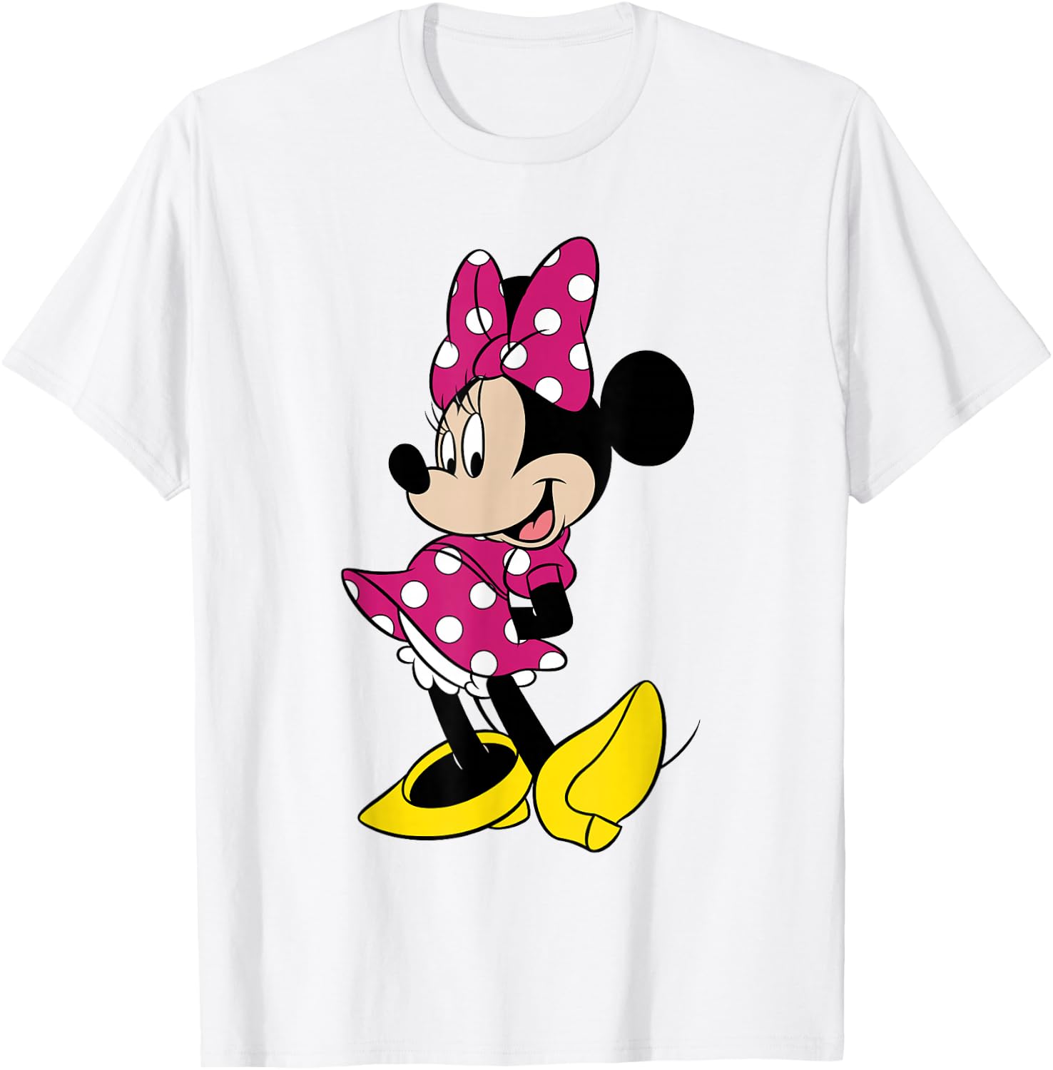 Disney Minnie Mouse Pink & White Polka Dots Dress Portrait T-Shirt - T-Shirt | White
