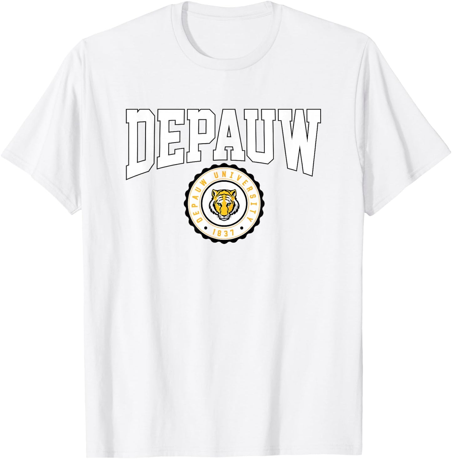 DePauw University Tigers Collegiate Seal T-Shirt - T-Shirt | White