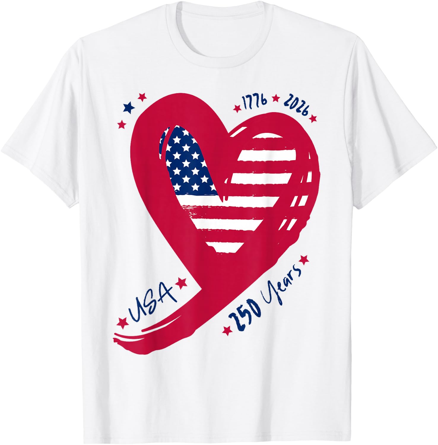 250th Anniversary Patriotic America Flag Heart 250 Years USA T-Shirt - T-Shirt | White