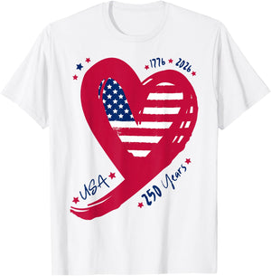 250th Anniversary Patriotic America Flag Heart 250 Years USA T-Shirt - T-Shirt | White
