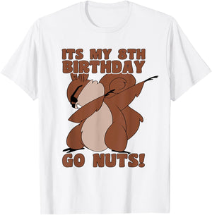 Happy 8th Birthday 8 Year Old Dab Squirrel 8th Birthday T-Shirt - T-Shirt | White