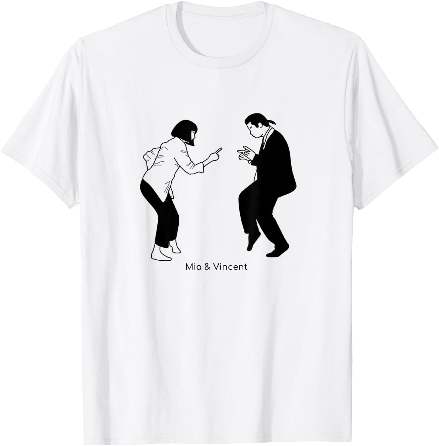 Mia and Vincent Dance 90s Cult Film Aesthetic , White T-Shirt - T-Shirt | White