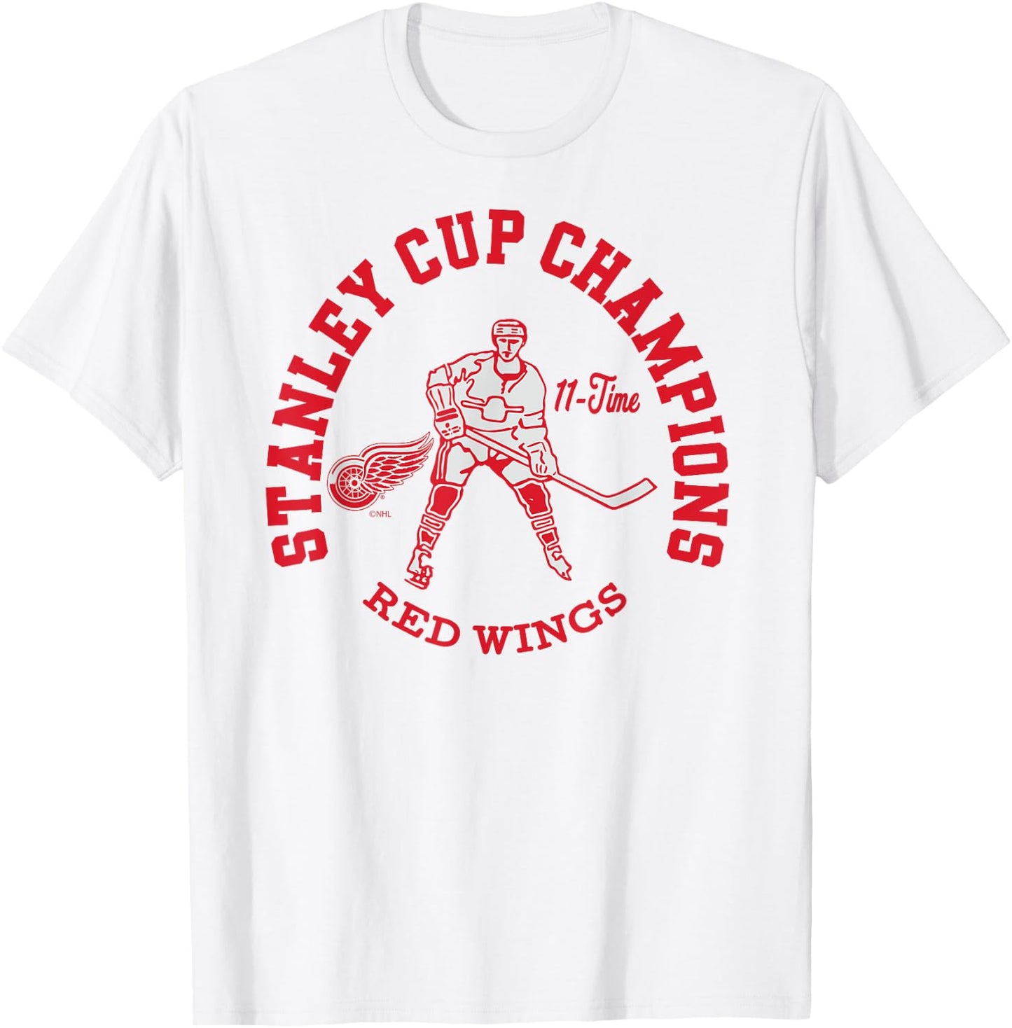 Detroit Red Wings Stanley Cup Champions 11-Time Logo T-Shirt - T-Shirt | White