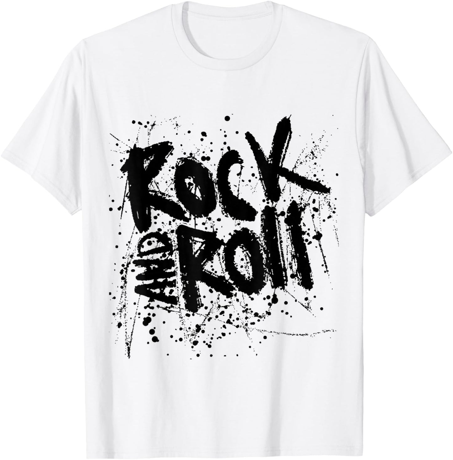 Rock and Roll Cool Hipster Grunge Effect Lettering T-Shirt - T-Shirt | White