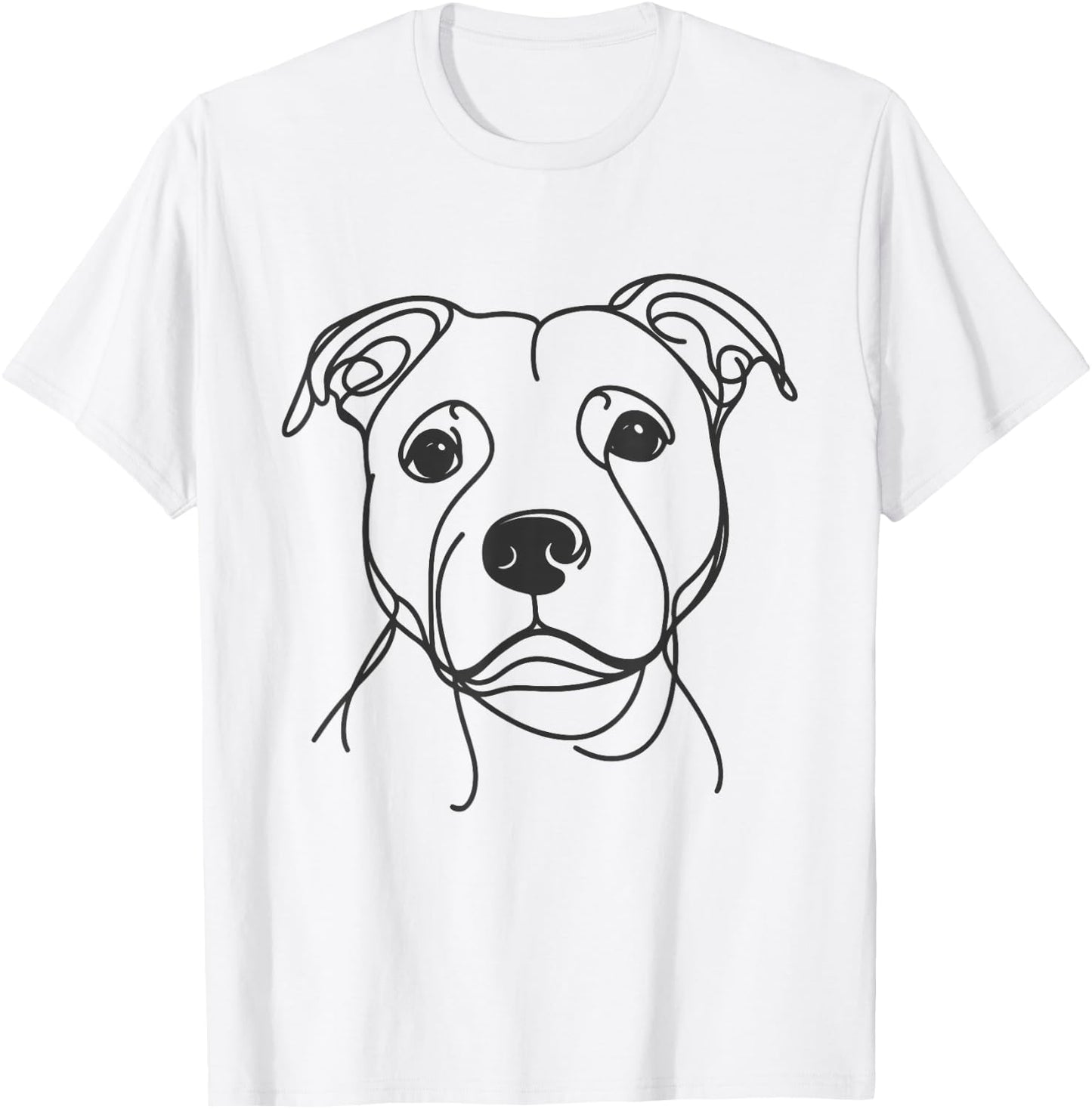 Line Art Dad Mom Dog - Staffordshire Bull Terrier T-Shirt - T-Shirt | White