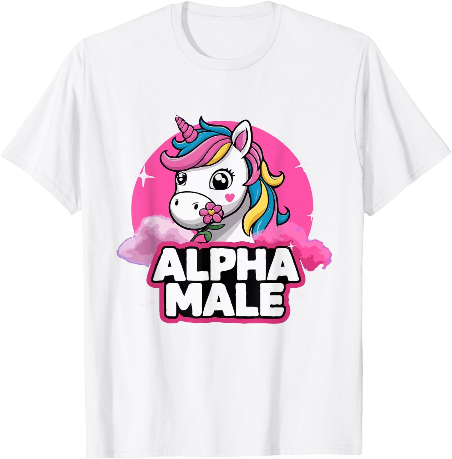 Alpha Male Unicorn Pride Month Rainbow Design T-Shirt - T-Shirt | White