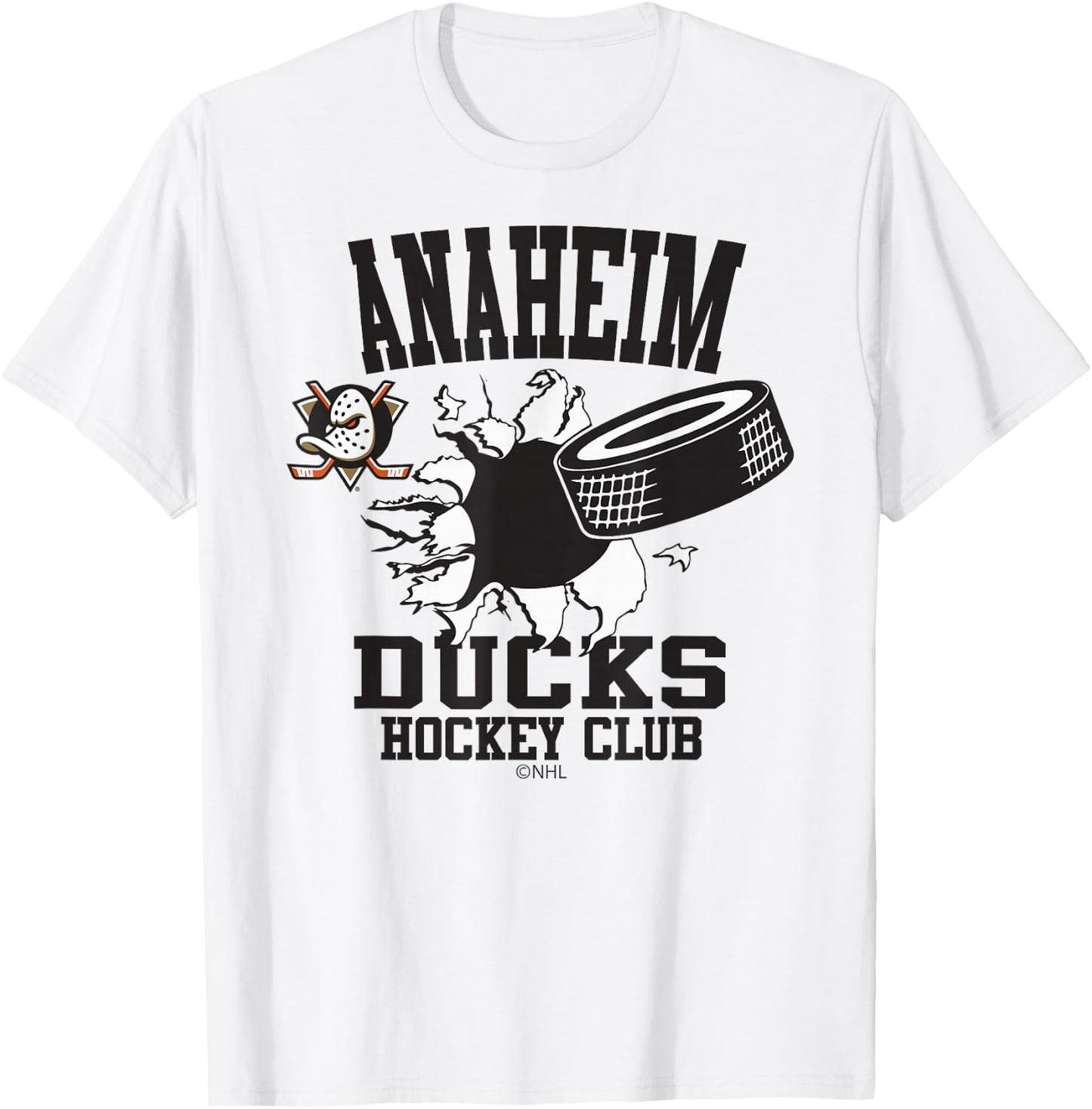 Anaheim Ducks Hockey Puck Burst Orange Officially Licensed T-Shirt - T-Shirt | White