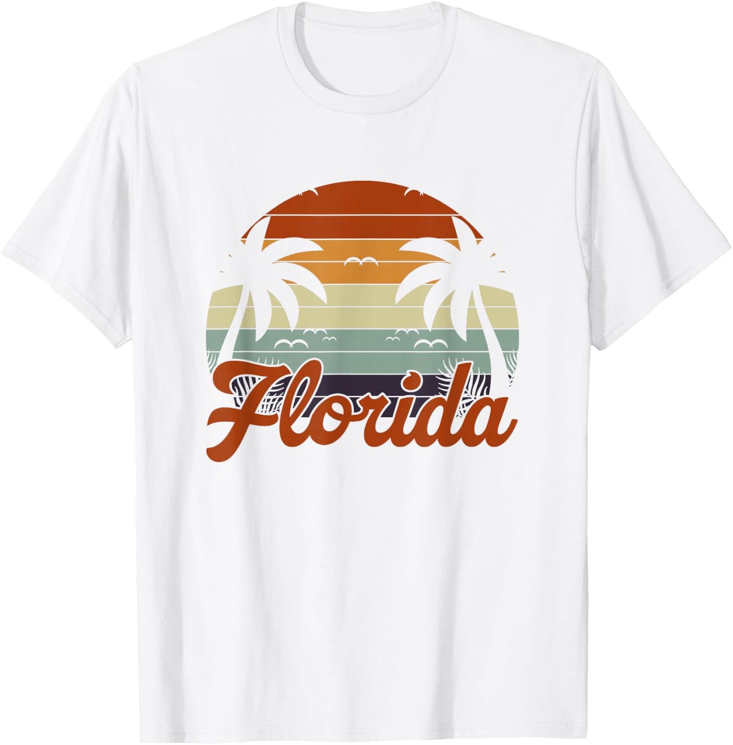 FL Beach Tropical Summer Vibes Palm Trees Retro Florida T-Shirt - T-Shirt | White