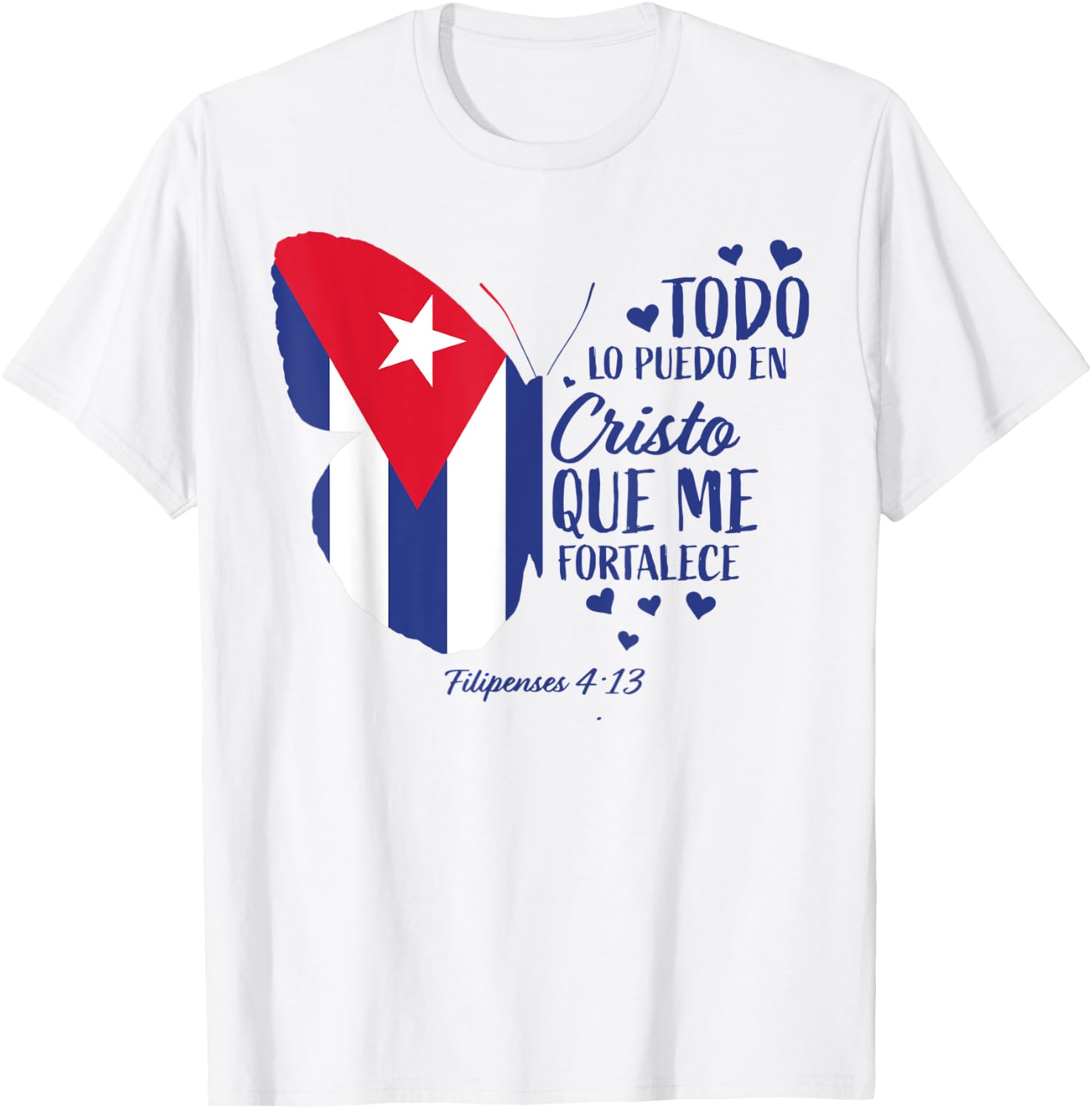 Regalos Cristianos Mujeres Mariposa Cristo Bandera Cubana T-Shirt - T-Shirt | White