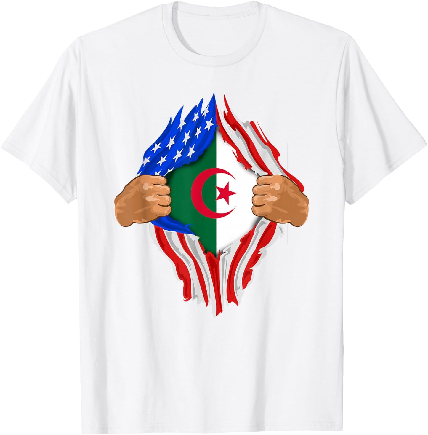 Algerian Blood Inside Me | Algeria Flag Gift T-Shirt - T-Shirt | White