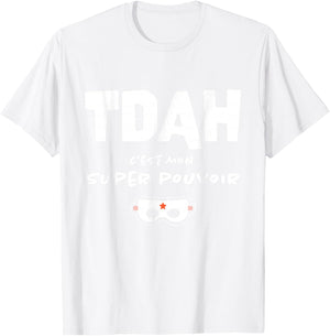 Humor ADHD Superhero Awareness Hyperactivity , Orange, S T-Shirt - T-Shirt | White