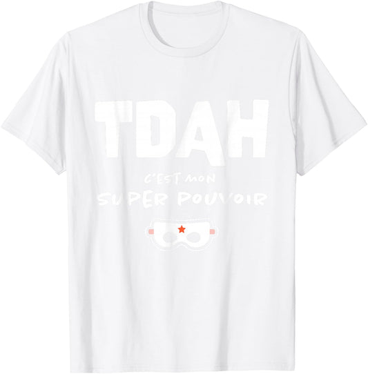Humor ADHD Superhero Awareness Hyperactivity , Orange, S T-Shirt - T-Shirt | White