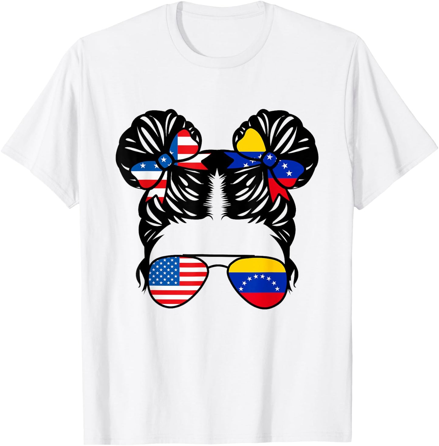 Half American Venezuelan Girl USA Venezuela Flag Patriot T-Shirt - T-Shirt | White